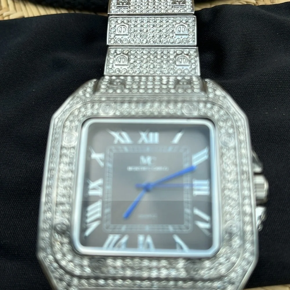Montres Carlo quarts silver bling watch